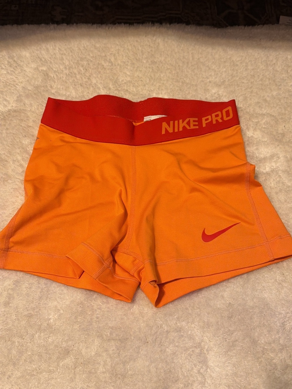 Nike Pro Orange with Red Waistband Women's Athletic Shorts